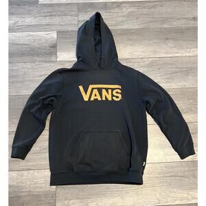 Unisex Kids Vans Black Hoodie with Gold Logo, Size X-Large
